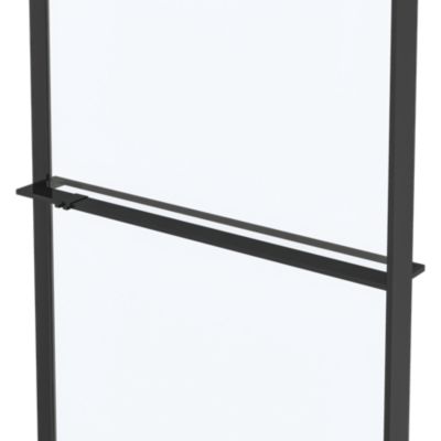 Paroi de douche à l'italienne l.120 x H.195 cm, verre transparent, profilés noir, GoodHome Evanna + barre fixe