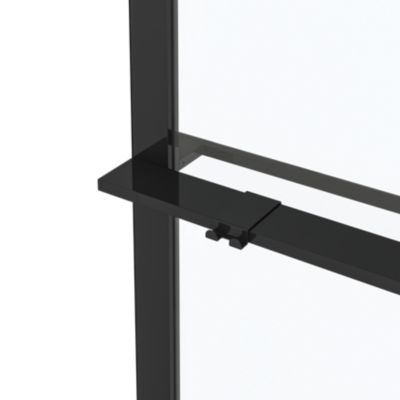 Paroi de douche à l'italienne l.120 x H.195 cm, verre transparent, profilés noir, GoodHome Evanna + barre fixe