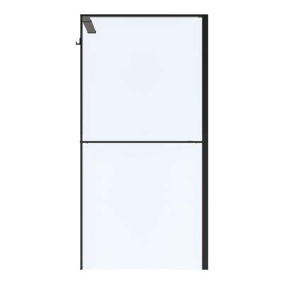 Paroi de douche à l'italienne l.140 x H.195 cm, verre transparent, profilés noir, GoodHome Evanna + barre fixe