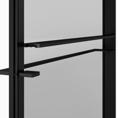 Paroi de douche à l'italienne l.140 x H.195 cm, verre transparent, profilés noir, GoodHome Evanna + barre fixe