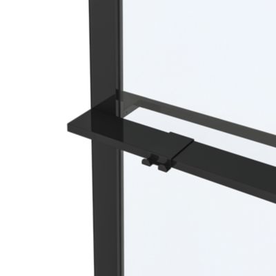 Paroi de douche à l'italienne l.140 x H.195 cm, verre transparent, profilés noir, GoodHome Evanna + barre fixe