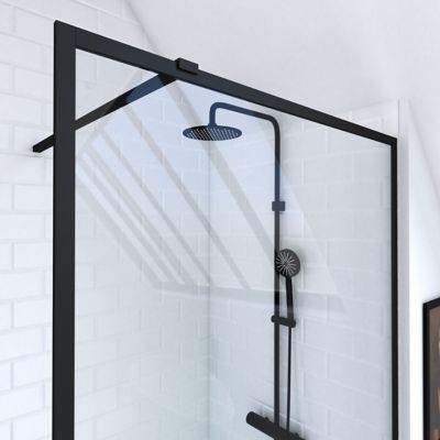 Paroi de douche à l'italienne noir Galedo Dark Edge transparent 100cm