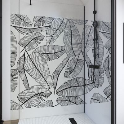 Paroi de douche à l'italienne noir Galedo Jungle sérigraphié 120cm