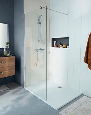 Paroi de douche à l'italienne, profilé chrome, Cooke & Lewis Onega transparente 90 cm