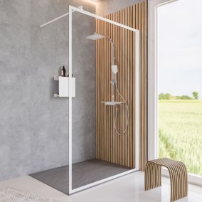 Paroi de douche à l'italienne Schulte New Style transparent profilé blanc mat 100 cm