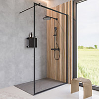Paroi de douche à l'italienne Schulte New Style transparent profilé noir mat 100 cm