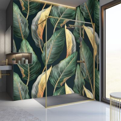Paroi de douche à l'italienne transparente, profilé doré 120 cm, Schulte Impériale Contoura