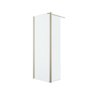 Paroi de douche à l'italienne + volet pivotant l.80+45 x 195 cm, profilés aluminium finition doré brossé, GoodHome Ledava