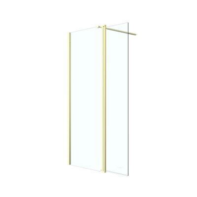 Paroi de douche à l'italienne + volet pivotant l.80+45 x 195 cm, profilés aluminium finition doré brossé, GoodHome Ledava