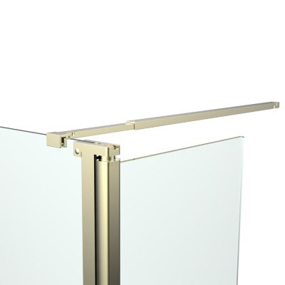 Paroi de douche à l'italienne + volet pivotant l.80+45 x 195 cm, profilés aluminium finition doré brossé, GoodHome Ledava
