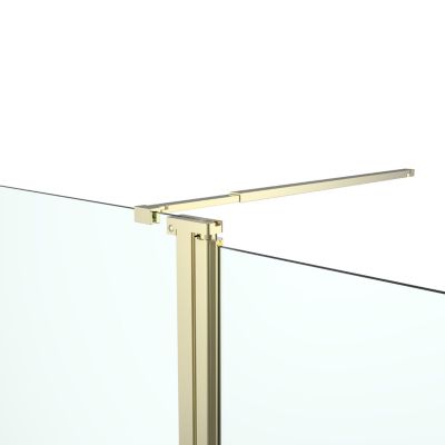 Paroi de douche à l'italienne + volet pivotant l.80+45 x 195 cm, profilés aluminium finition doré brossé, GoodHome Ledava