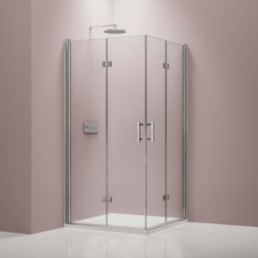 Paroi de douche accès d'angle porte pliante, en verre NANO, EX213, 80 x 80 x 195cm, sans receveur de douche