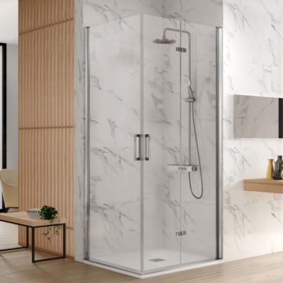 Paroi de douche accès en angle NARDI 1 porte pivotante 70 cm + 1 porte pliante 70 cm à droite