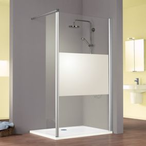 Paroi de douche anticalcaire avec volet pivotant l.120 + 35 cm, verre dépoli, Schulte MasterClass