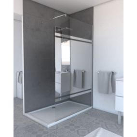 Paroi de Douche avec Bande Miroir 120x200cm - Verre 8mm - Profilé Chrome - FREEDOM 2 MIRROR