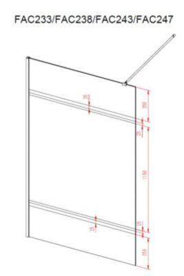 Paroi de Douche avec Bande Miroir 140x200cm - Verre 8mm - Profilé Chrome - FREEDOM 2 MIRROR