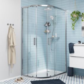 Paroi de douche avec receveur accès d'angle 80 x 120 cm, droite, portes coulissantes, profilés chrome, GoodHome Ledava