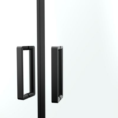 Paroi de douche avec receveur accès d'angle 80 x 120 cm, droite, portes coulissantes, profilés noir, GoodHome Ledava