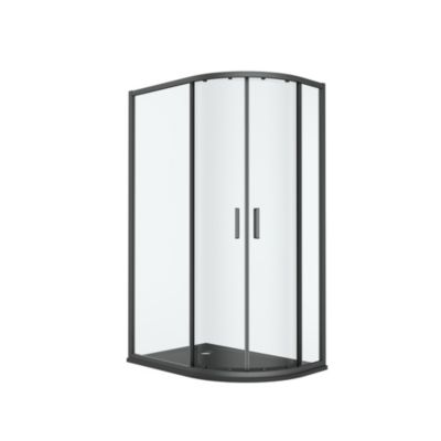 Paroi de douche avec receveur accès d'angle 80 x 120 cm, gauche, portes coulissantes, profilés noir, GoodHome Ledava