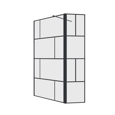 Paroi de Douche avec Volet Pivotant 100+40x195cm - Verre 8mm Anticalcaire - Motifs et Profilés Noir