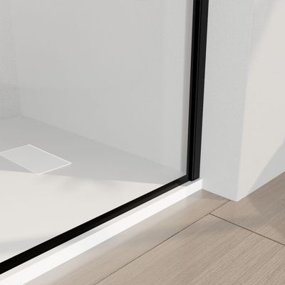 Paroi de Douche avec Volet Pivotant 90+40x195cm - Verre 8mm Anticalcaire - Motifs et Profilés Noir