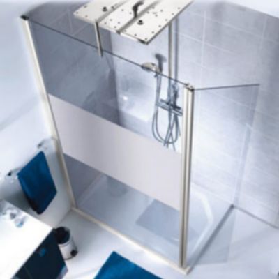 Paroi de douche avec volet pivotant l.120 + 35 cm, verre dépoli, Schulte MasterClass
