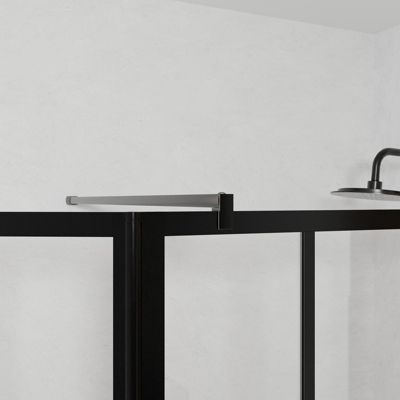 Paroi de douche avec volet pivotant l.120+40 x H.200 cm, style verrière atelier noir mat, Galedo Black Indus