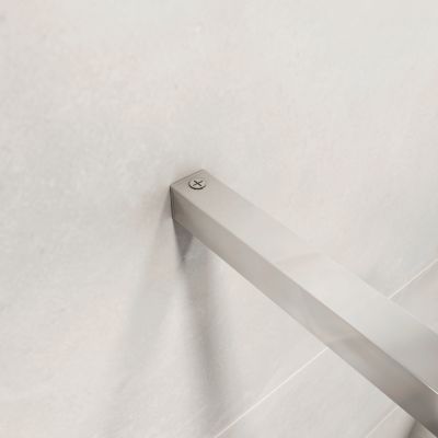 Paroi de douche chrome 100x190cm,6mm verre anticalcaire avec bandes horizontales sérigraphiées,barre de fixation 140cm en carré