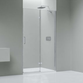 Paroi de douche Chrome en niche verre 8mm Cabine de douche Parre douche encastrée porte battante, 100x195cm