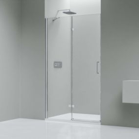 Paroi de douche Chrome en niche verre 8mm Cabine de douche Parre douche encastrée porte battante avec butée, NT403, 100x195cm