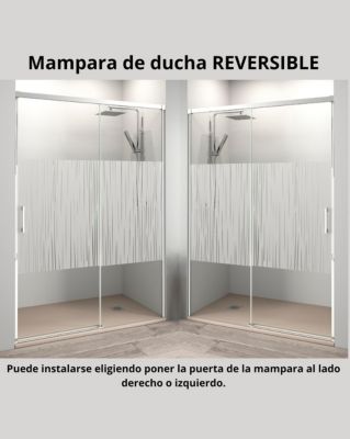 Paroi de douche coulissante 1 porte 1 fixe 1 porte  105 cm (Adaptable 99-104cm)  6 mm Sérigraphie anti-calcaire  Profil Chrome