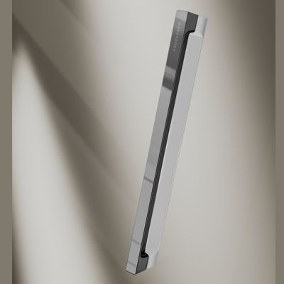 Paroi de douche coulissante DELTA - Argent brillant - Sérigraphié - 146-148.6 cm - Fermeture amortie - Réversible - Anticalcaire