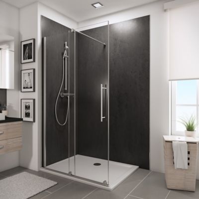 Paroi de douche coulissante l.120xH.200cm, Walk In, verre transparent anticalcaire 8mm, profilé chromé, Schulte NewStyle