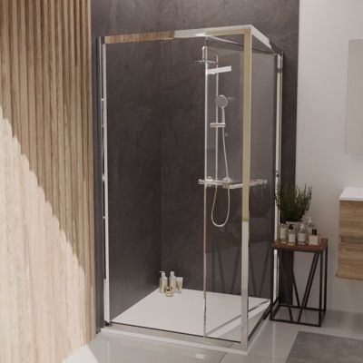 Paroi de douche d'angle 100x100 cm porte rentrante CLEVER