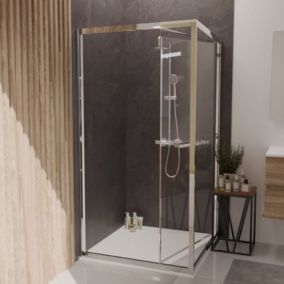 Paroi de douche d'angle 100x100 cm porte rentrante CLEVER