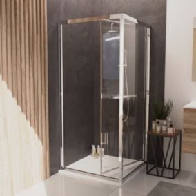 Paroi de douche d'angle 90x90 cm porte rentrante CLEVER