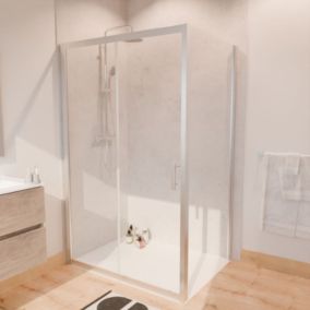 Paroi de douche d'angle avec porte coulissante + retour fixe NERINA - 120x90 cm