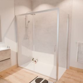 Paroi de douche d'angle avec porte coulissante + retour fixe NERINA - 160x90 cm