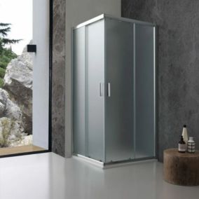 Paroi de douche d'Angle Granité 80 cm coulissant profilé alu Osaka