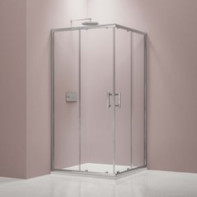 Paroi de douche d'angle,porte coulissante, en verre véritable NANO EX506, 80 x 80 x 195 cm, sans receveur de douche