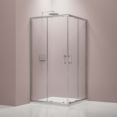 Paroi de douche d'angle porte coulissante en verre véritable NANO, EX506, 90x90x195cm - sans receveur