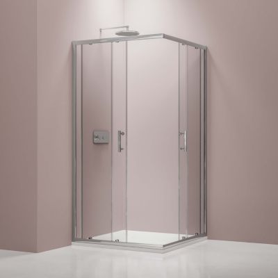 Paroi de douche d'angle porte coulissante en verre véritable NANO, EX506, 90x90x195cm - sans receveur