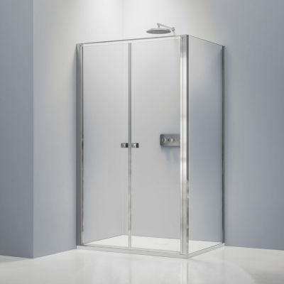 Paroi de douche d'angle Verre 6mm Cabine de douche intégrale étanche Parre douche double porte battante- 90x90x195cm, EX403C