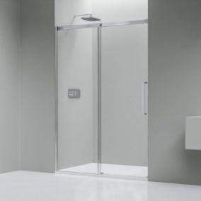 Paroi de douche en niche avec porte coulissante Sof-Close DX906 FLEX, verre transparent Nano de 8 mm Nano, largeur 120cm