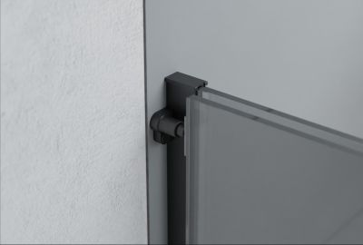 Paroi de douche en niche noire mat 195x140cm verre gris 8mm Cabine de douche porte coulissante - NT101