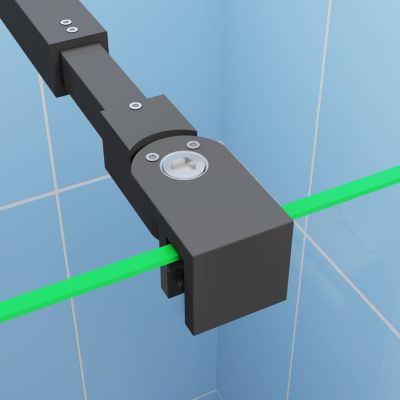 Paroi de douche fixe 120x200 cm + barre de fixation 73-120cm + Étagère de Douche 120cm alu - verre 8 mm anticalcaire - Noir mat