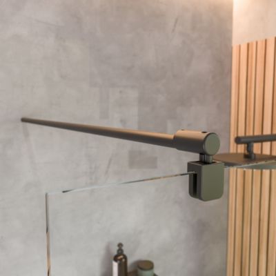 Paroi de douche fixe à l'italienne avec volet pivotant l.120xH.190cm, Walk In, verre transparent anticalcaire 6mm, profilé noir, Schulte NewStyle