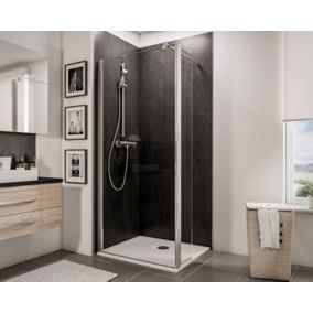 Paroi de douche fixe à l'italienne avec volet pivotant l.120xH.190cm, Walk In, verre transparent anticalcaire 6mm, Schulte NewStyle