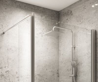 Paroi de douche fixe à l'italienne avec volet pivotant l.90+35xH.200cm, verre transparent anticalcaire 6mm, profilé alu-argenté, Schulte MasterClass