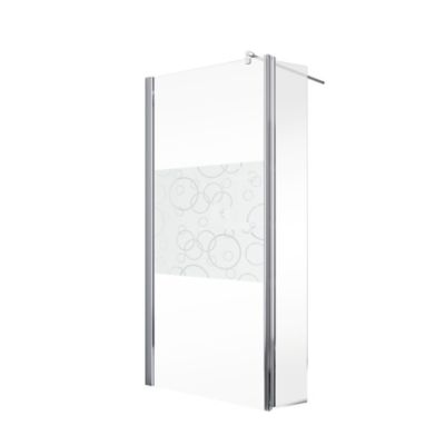 Paroi de douche fixe à l'italienne + déflecteur, 90 x 190 cm, Schulte NewStyle, Walk In, verre transparent anticalcaire, Cercles